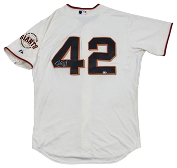 2014 Angel Pagan Game Used & Signed San Francisco Giants Jackie Robinson Day Jersey Used on 4/15/14 (MLB Authenticated)